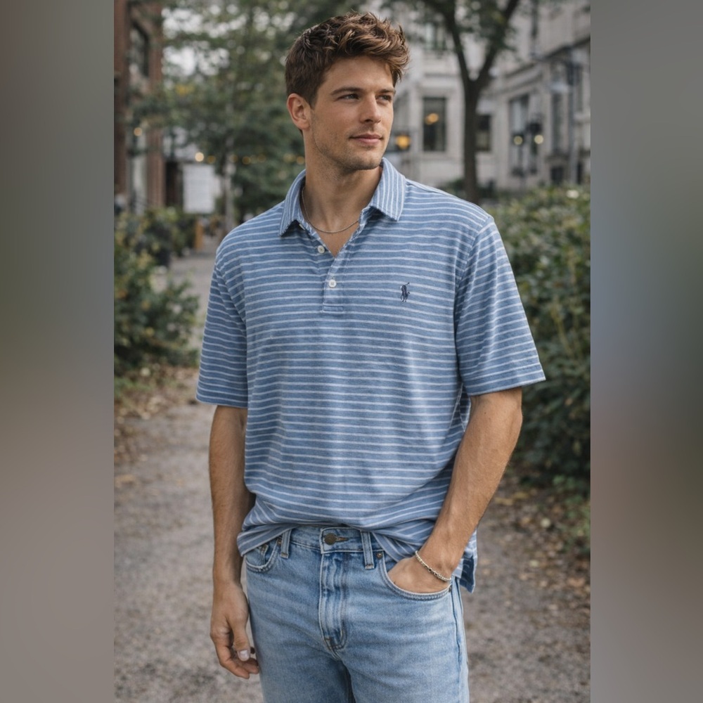 Polo by Ralph Lauren Classic Blue Striped Shirt -‎ Men’s XL